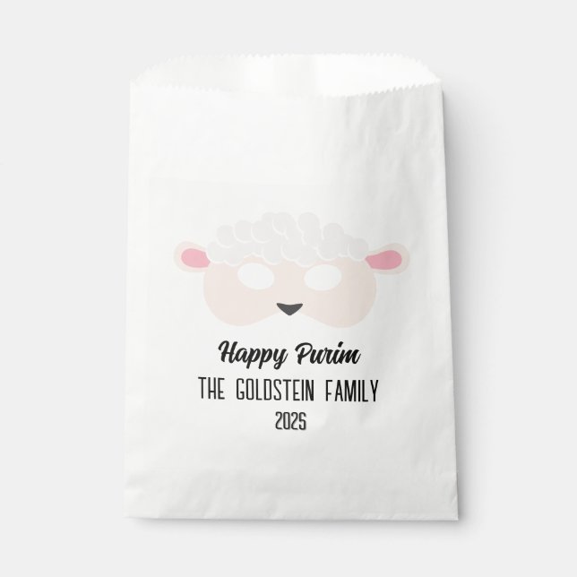 Purim Schafmaske masquerade Kostüm Geschenktütchen (Vorderseite)