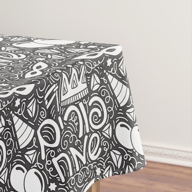 Purim Schwarz-Weiß-Tischdecke Tischdecke (Beispiel)