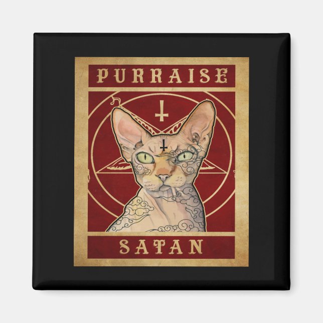 Purise Satan Sphynx Cat Magnet (Vorne)