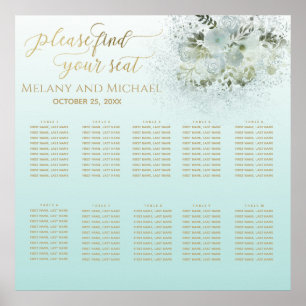 Purist-blau-ombre-romantische Goldkalligraphie Poster