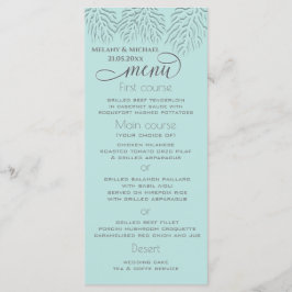 Puristisch blau mit romantischer Korallenkalligrap Menükarte