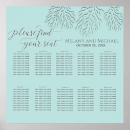 Puristisch blau mit romantischer Korallenkalligrap Poster