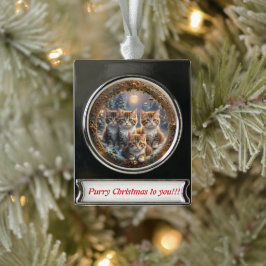 Puristische Weihnachten ai art Banner-Ornament Silber