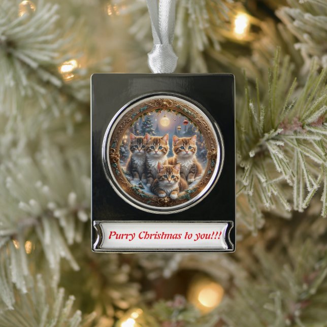 Puristische Weihnachten ai art Banner-Ornament Silber (Baum)