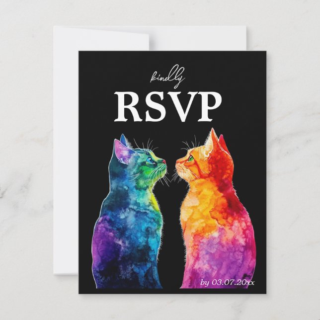 🌈 Purktly Your: Eine Regenbogen-Liebe RSVP Karte (Vorderseite)