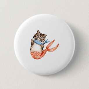 Purmaid Cat Mermaid Button