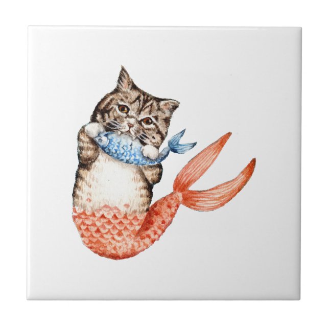 Purmaid Cat Mermaid Fliese (Vorderseite)