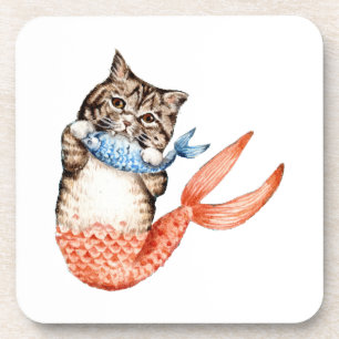 Purmaid Cat Mermaid Getränkeuntersetzer