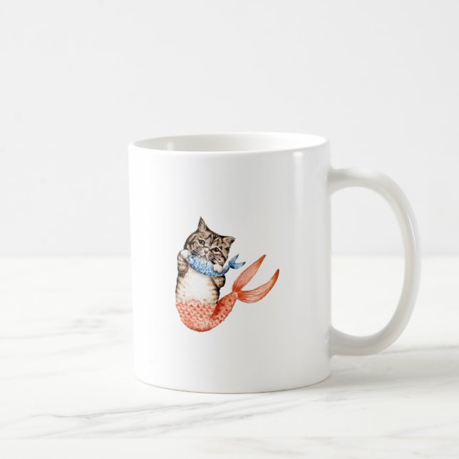 Purmaid Cat Mermaid Kaffeetasse (Rechts)
