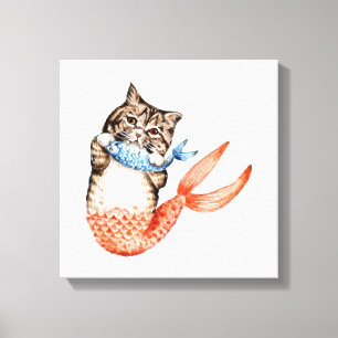 Purmaid Cat Mermaid Leinwanddruck