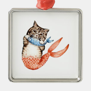 Purmaid Cat Mermaid Ornament Aus Metall