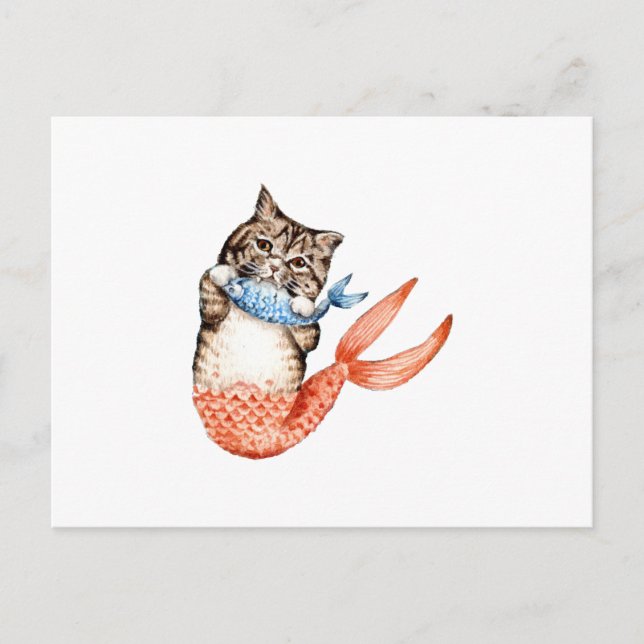 Purmaid Cat Mermaid Postkarte (Vorderseite)