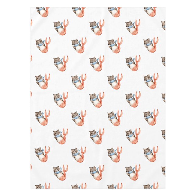 Purmaid Cat Mermaid Tischdecke (Vorderseite)