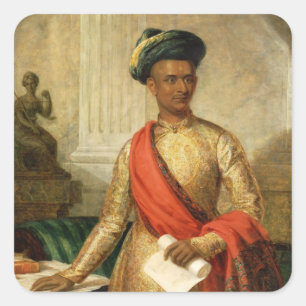 Purniya, Ministerpräsident von Mysore, c.1801 (Öl  Quadratischer Aufkleber