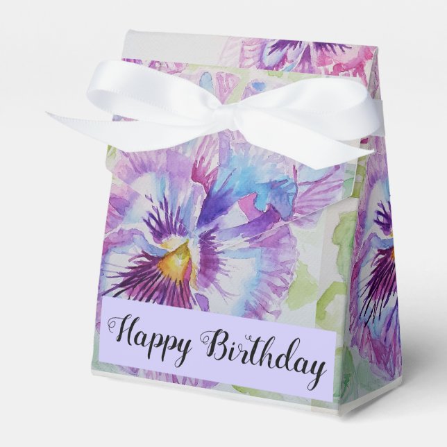 Purp Pansy Floral Blume Tee Party Gewürztopf Geschenkschachtel (Vorderseite)