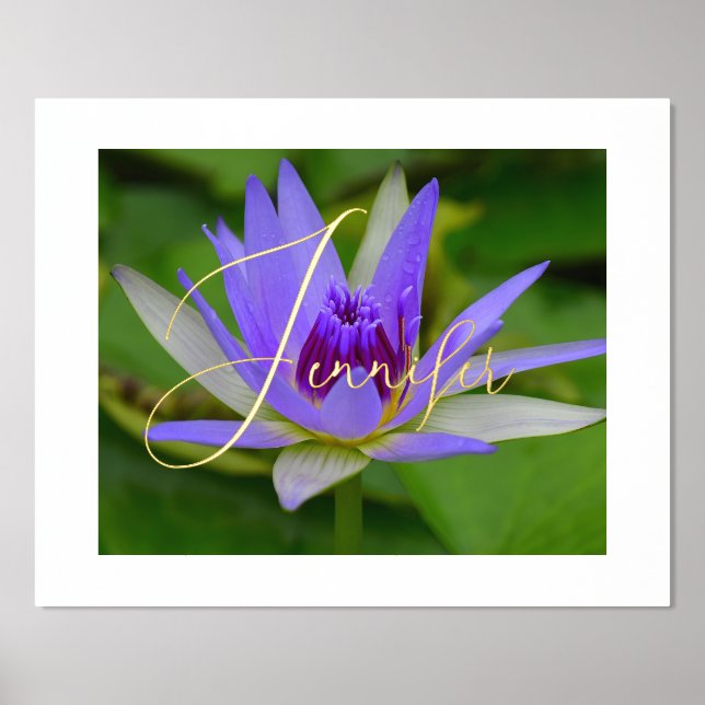 Purp Water Lily Personalisiert Foil Name Prints Foliendrucke (Vorderseite)