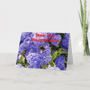 Purpel Blue Blume Bee My Valentine Feiertagskarte