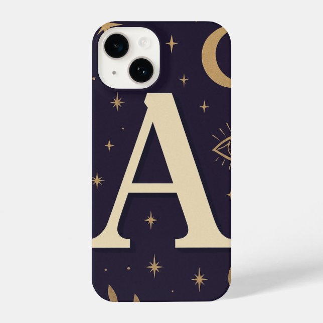"Purple A Letter Phone Case – Cute Starry Design,  iPhone Hülle (Rückseite)