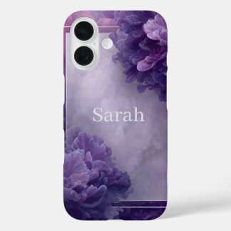 Purple Abstract, White Lines iPhone 16 Hülle