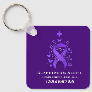 Purple Alzheimer-Krankheit Alarm Schlüsselanhänger