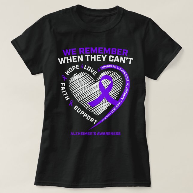 Purple Alzheimers Awareness Products Women Men Gra T-Shirt (Design vorne)