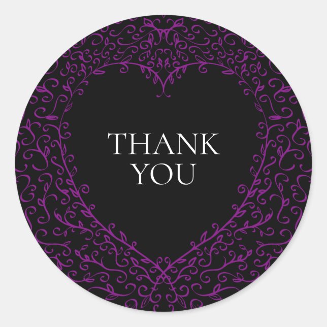Purple and Black Heart Gothic Wedding Stickers (Vorderseite)