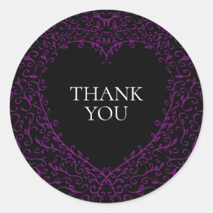 Purple and Black Heart Gothic Wedding Stickers