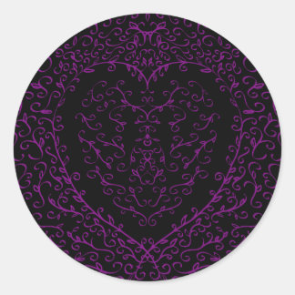 Purple and Black Heart Gothic Wedding Stickers