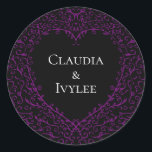 Purple and Black Heart Gothic Wedding Stickers<br><div class="desc">Our beautiful purple and black heart gothic wedding stickers are dark,  yet lovely with our artistic scroll design. They are designed in a collection of several items so your whole wedding can be coordinated with the same style!</div>