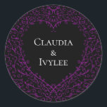 Purple and Black Heart Gothic Wedding Stickers<br><div class="desc">Our beautiful purple and black heart gothic wedding stickers are dark,  yet lovely with our artistic scroll design. They are designed in a collection of several items so your whole wedding can be coordinated with the same style!</div>