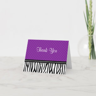 Purple and Black Zebra Polka Dot Thank You Dankeskarte