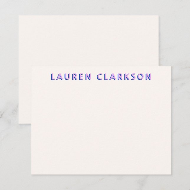 Purple and Blue Bold Name Modern Note card Save The Date (Vorne/Hinten)