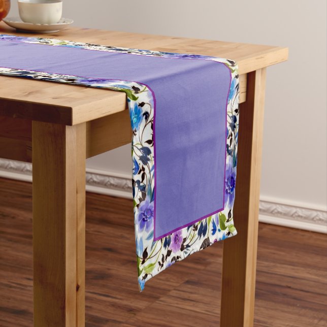 Purple and blue floral medium table runner kurzer tischläufer (Beispiel)
