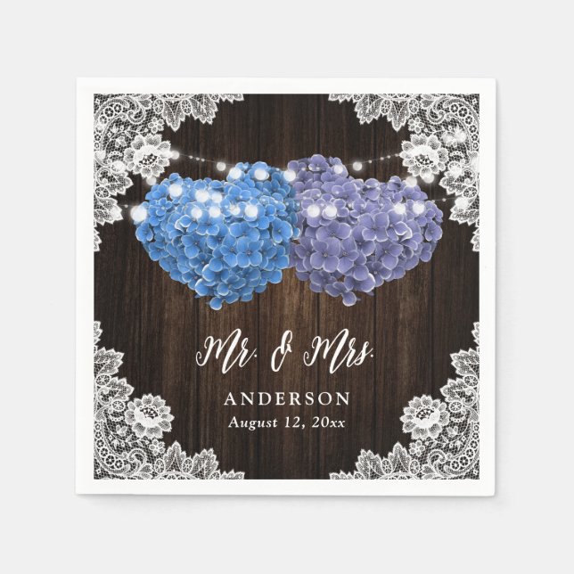 Purple and Blue Floral Mr. and Mrs. Wedding Serviette (Vorderseite)