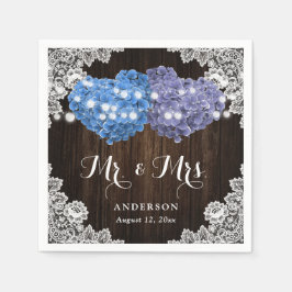 Purple and Blue Floral Mr. and Mrs. Wedding Serviette