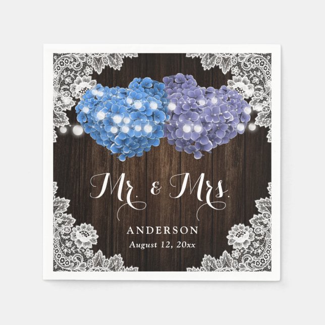 Purple and Blue Floral Mr. and Mrs. Wedding Serviette (Vorderseite)