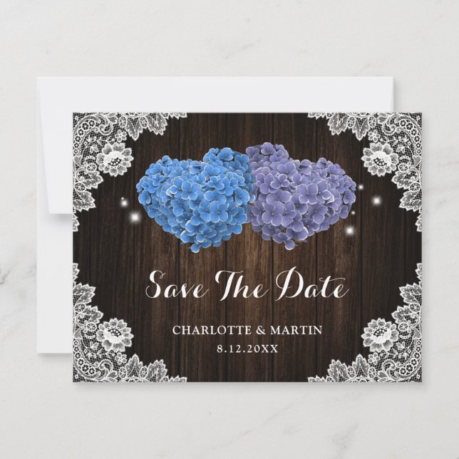 Purple and Blue Floral Wedding Save The Date (Vorderseite)