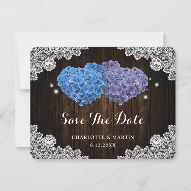 Purple and Blue Floral Wedding Save The Date Card (Vorderseite)