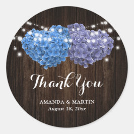 Purple and Blue Floral Wedding Thank You Runder Aufkleber