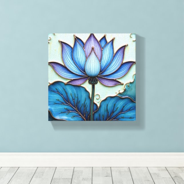 Purple and Blue Lotus Leinwanddruck (Insitu (Holzboden))