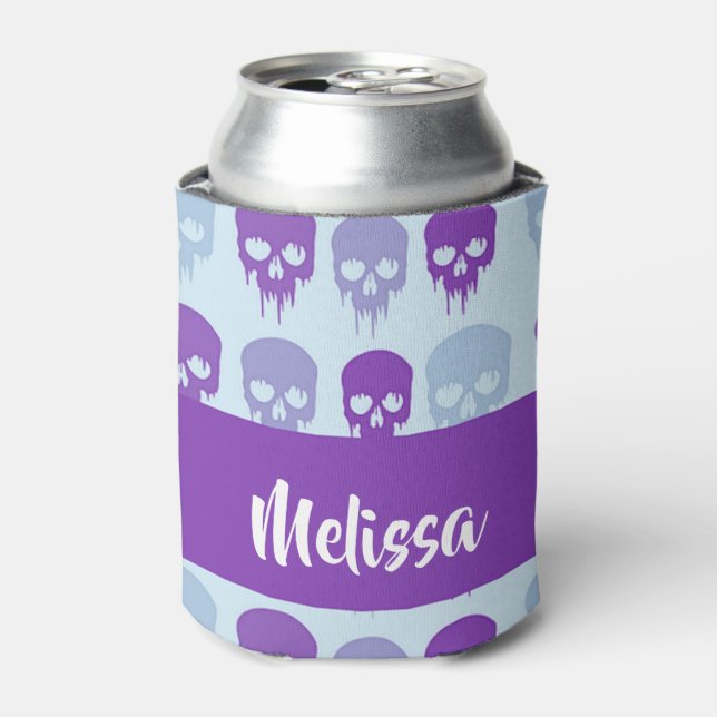 Purple and blue melting skulls pattern dosenkühler (Kanne Vorderseite)