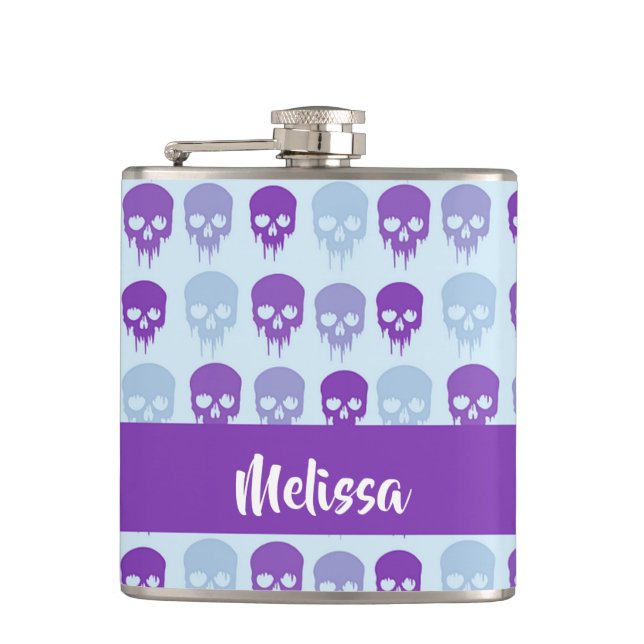 Purple and blue melting skulls pattern flachmann (Vorderseite)