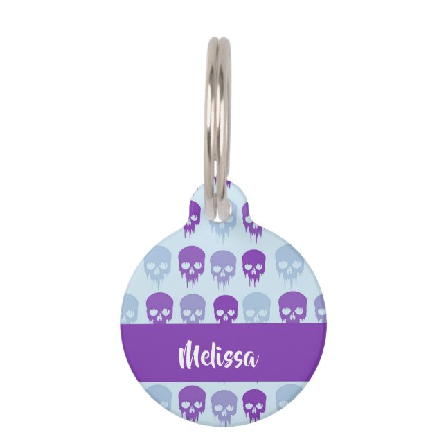 Purple and blue melting skulls pattern haustiermarke (Vorderseite)