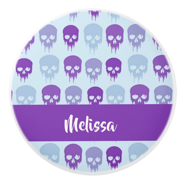 Purple and blue melting skulls pattern keramikknauf (Vorderseite)