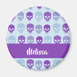 Purple and blue melting skulls pattern magnet