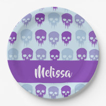 Purple and blue melting skulls pattern