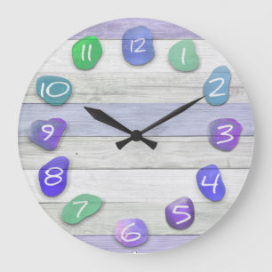 Purple and Blue Sea Glass Acrylic Wall Clock Große Wanduhr