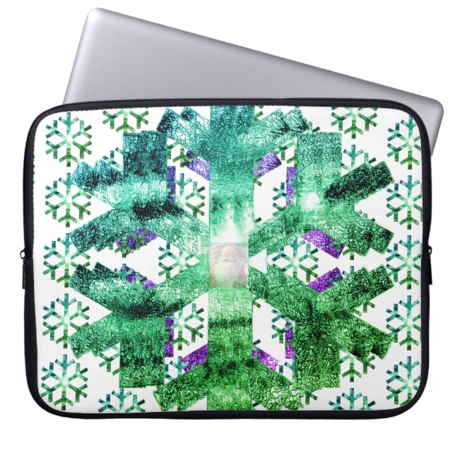 Purple and Blue Snowflakes on an Electronics Bag Laptopschutzhülle (Vorderseite)