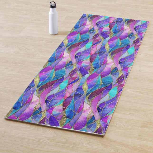 Purple and Blue Stained Glass Mosaic pattern Yogamatte (Beispiel)