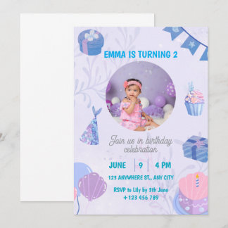 purple and blue watercolor birthday invitation einladung